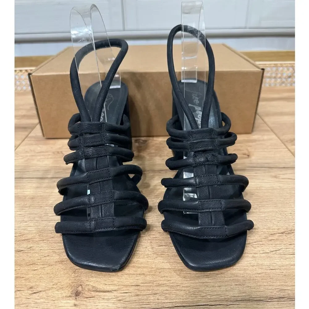 Free People Black Strappy Block Heel Sandals - Picture 5 of 14